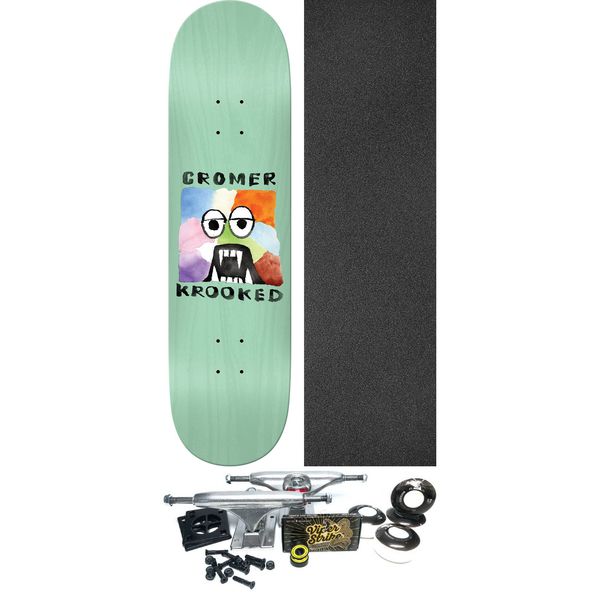 Krooked Skateboards Brad Cromer Fangs Skateboard Deck - 8.5" x 31.85" - Complete Skateboard Bundle